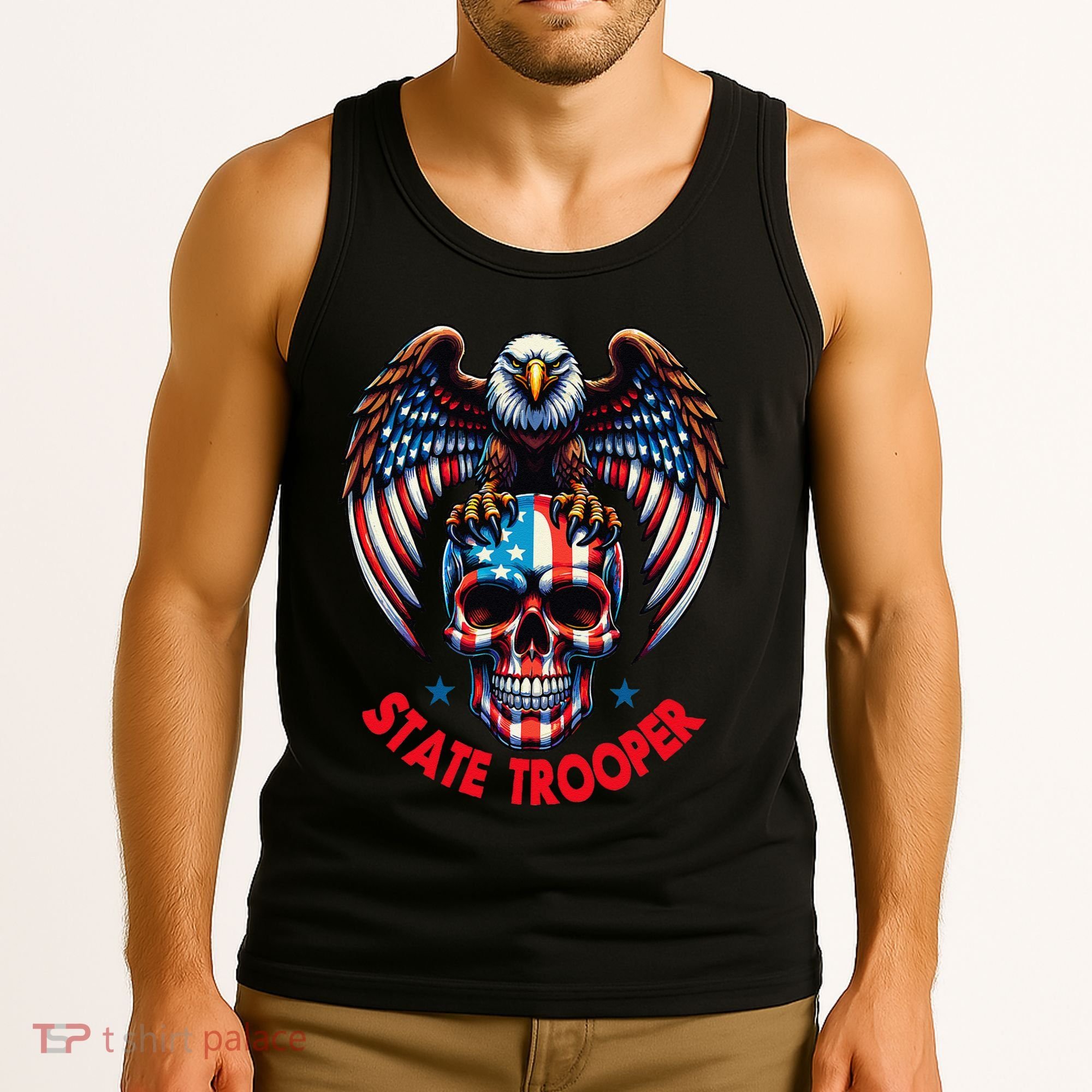 American Flag Usa Law Enforcement State Trooper Tank Top