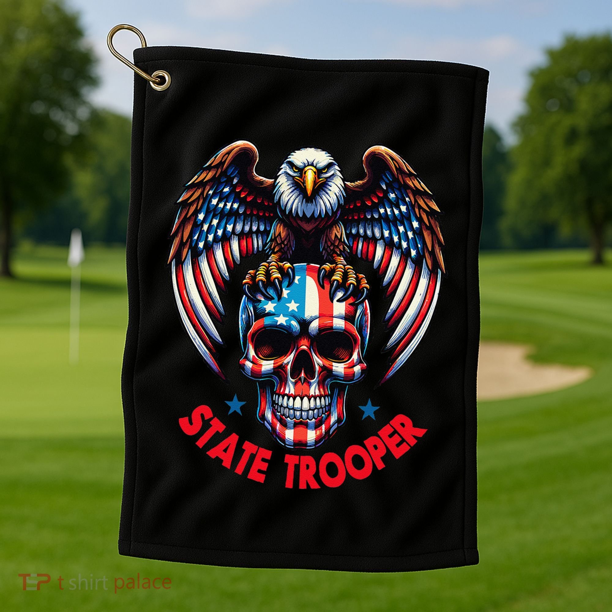 American Flag Usa Law Enforcement State Trooper Golf Towel
