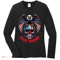 American Flag Usa Law Enforcement State Trooper Women's Long Sleeve Shirt thumb 0