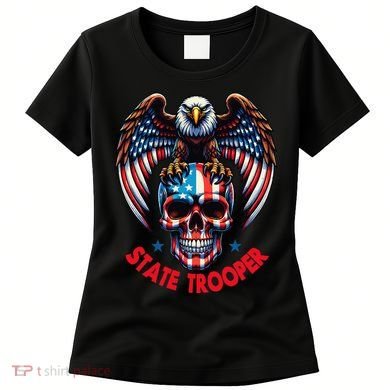 American Flag Usa Law Enforcement State Trooper Women's T-Shirt