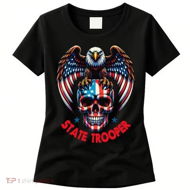 American Flag Usa Law Enforcement State Trooper Women's T-Shirt