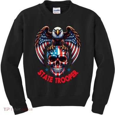 American Flag Usa Law Enforcement State Trooper Kids Sweatshirt
