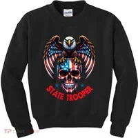 American Flag Usa Law Enforcement State Trooper Kids Sweatshirt thumb 0