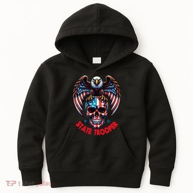American Flag Usa Law Enforcement State Trooper Kids Hoodie
