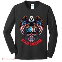 American Flag Usa Law Enforcement State Trooper Kids Long Sleeve Shirt thumb 0