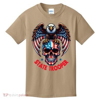 American Flag Usa Law Enforcement State Trooper Kids T-Shirt