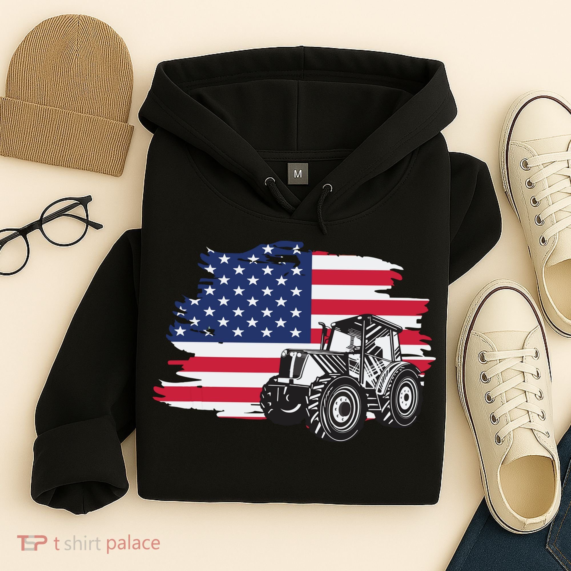 American Farmer US Flag Farmer Farming Gift Hoodie