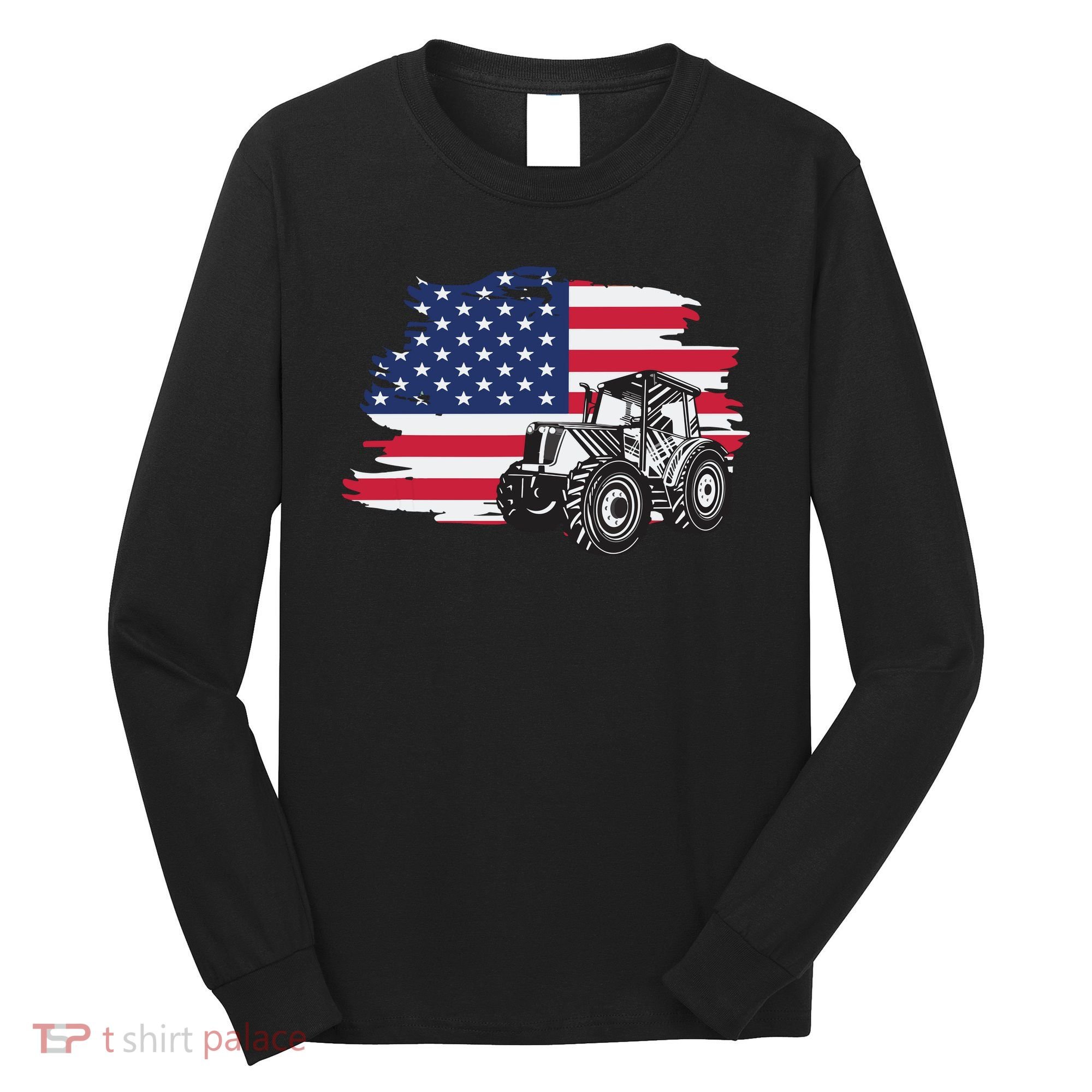 American Farmer US Flag Farmer Farming Gift Long Sleeve Shirt