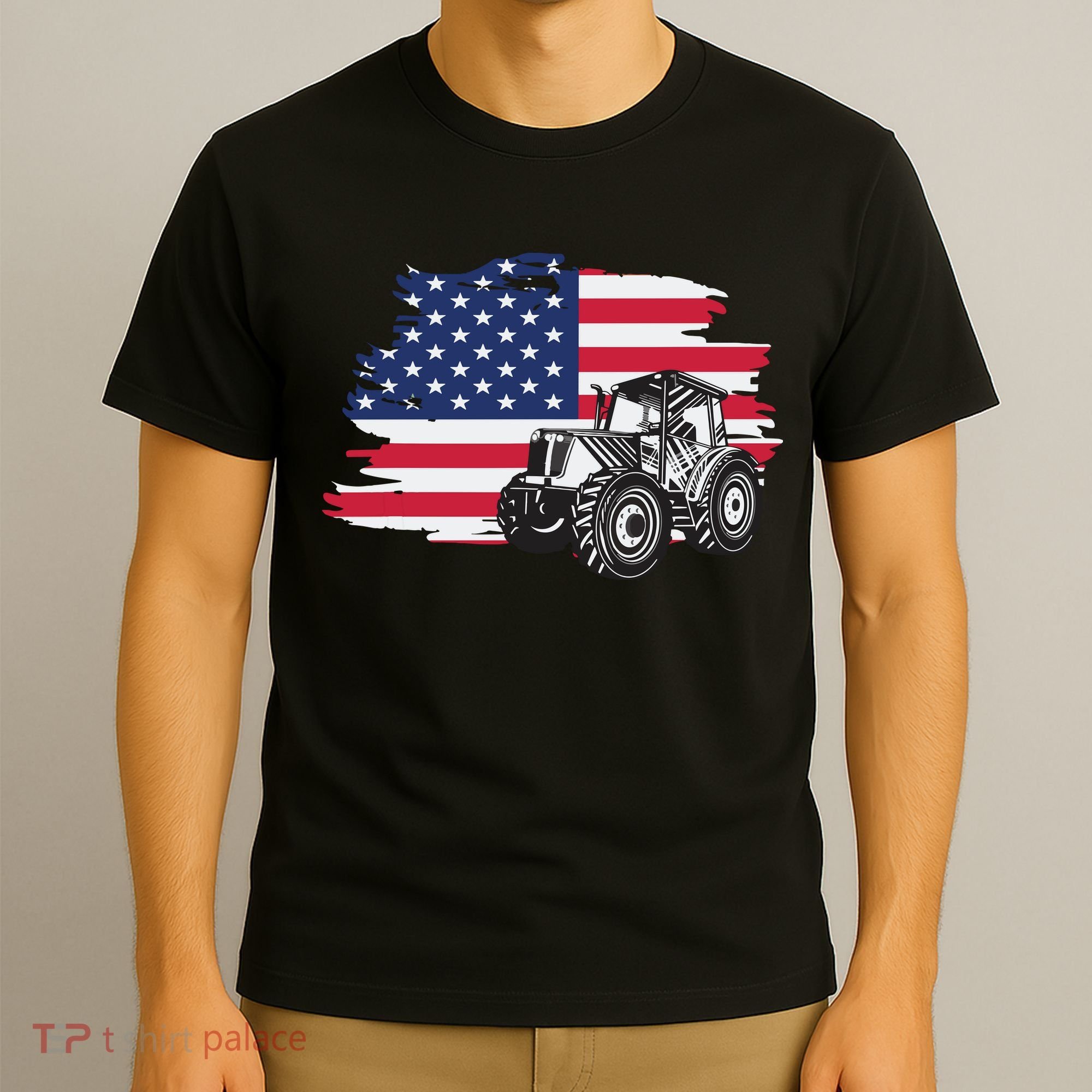 American Farmer US Flag Farmer Farming Gift T-Shirt