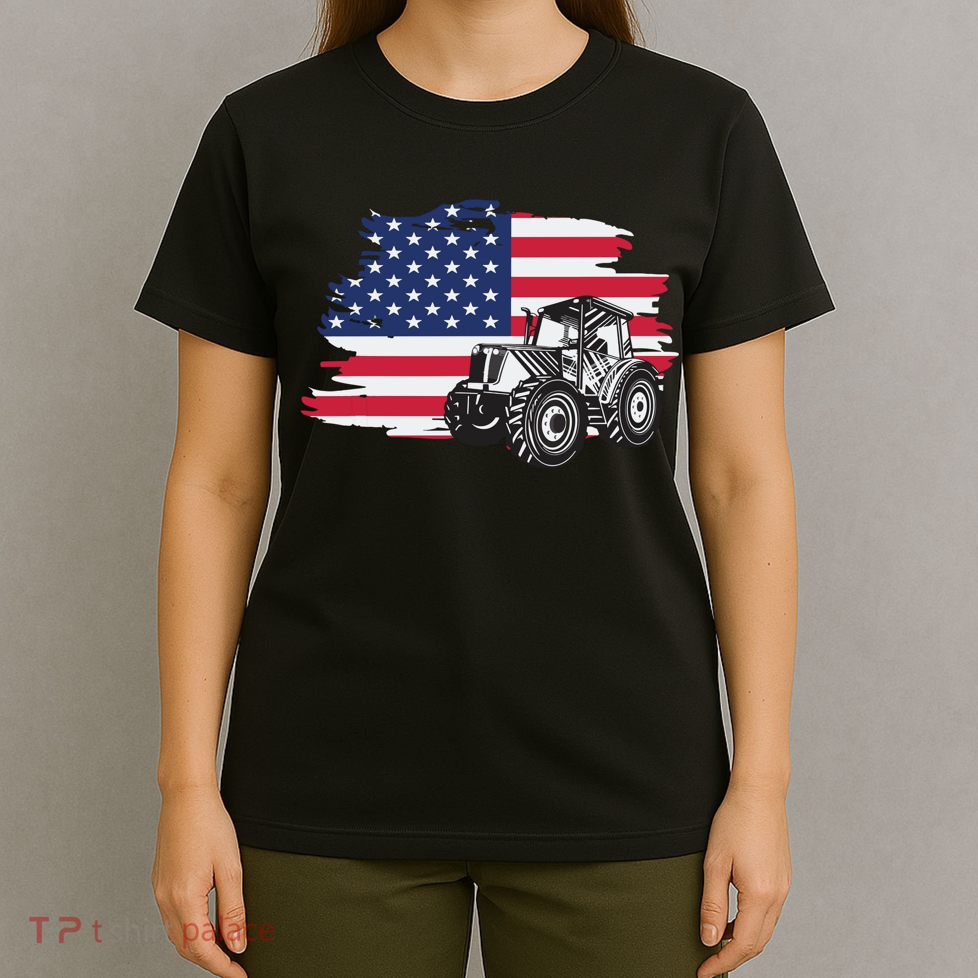 American Farmer US Flag Farmer Farming Gift T-Shirt