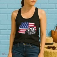 American Farmer US Flag Farmer Farming Gift Women's Tank Top thumb 2