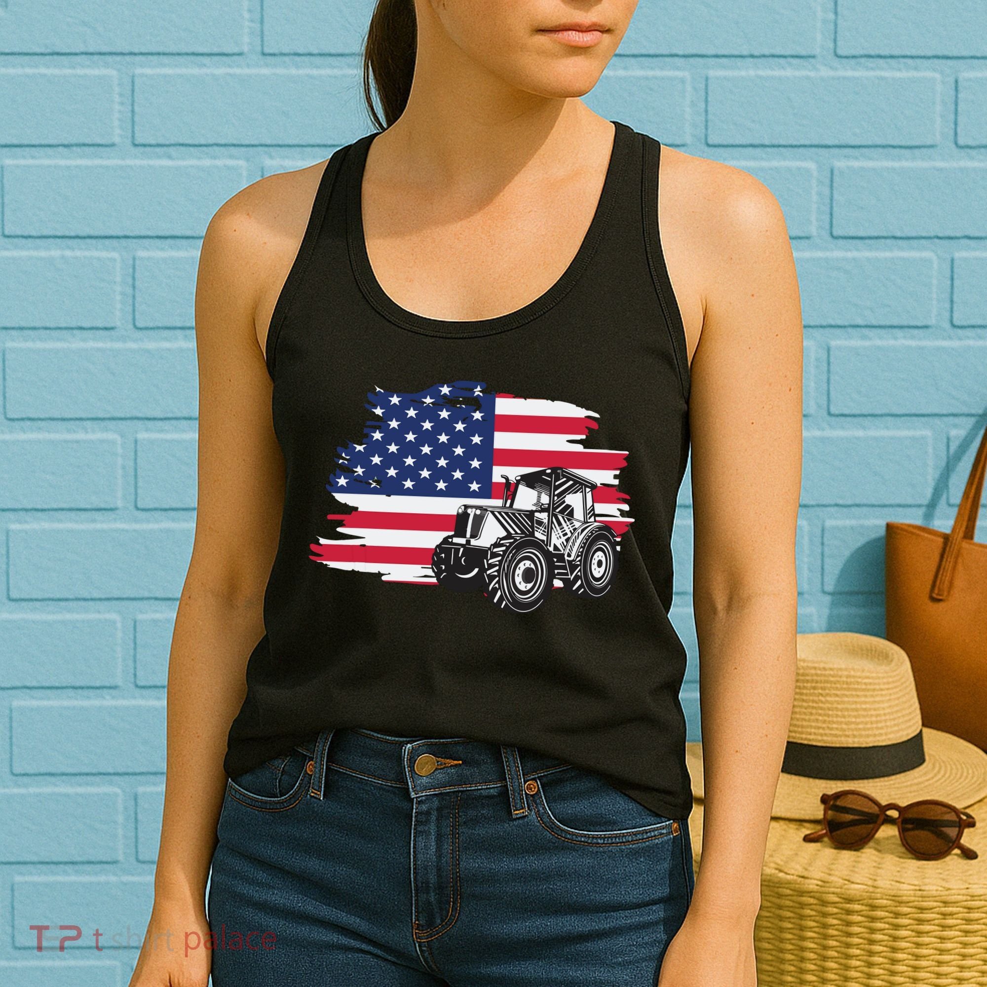 American Farmer US Flag Farmer Farming Gift Women's Tank Top
