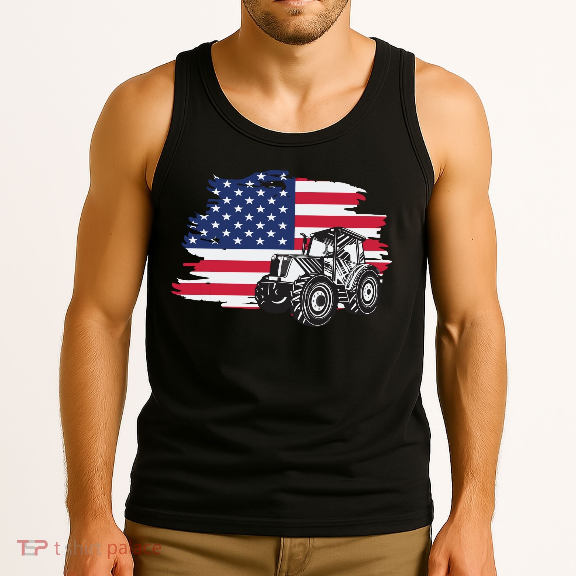 American Farmer US Flag Farmer Farming Gift Tank Top