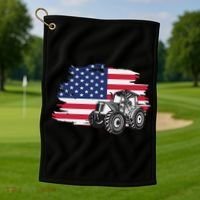 American Farmer US Flag Farmer Farming Gift Golf Towel thumb 1
