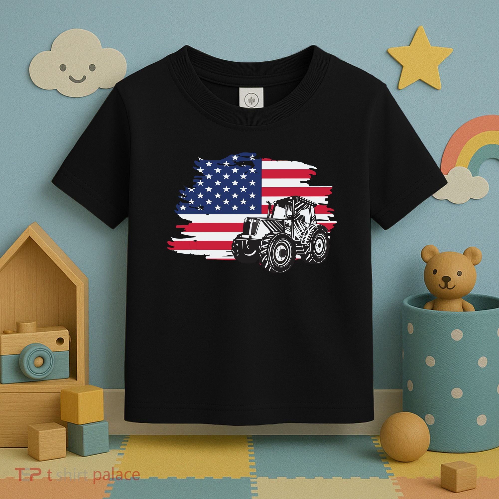 American Farmer US Flag Farmer Farming Gift Toddler T-Shirt