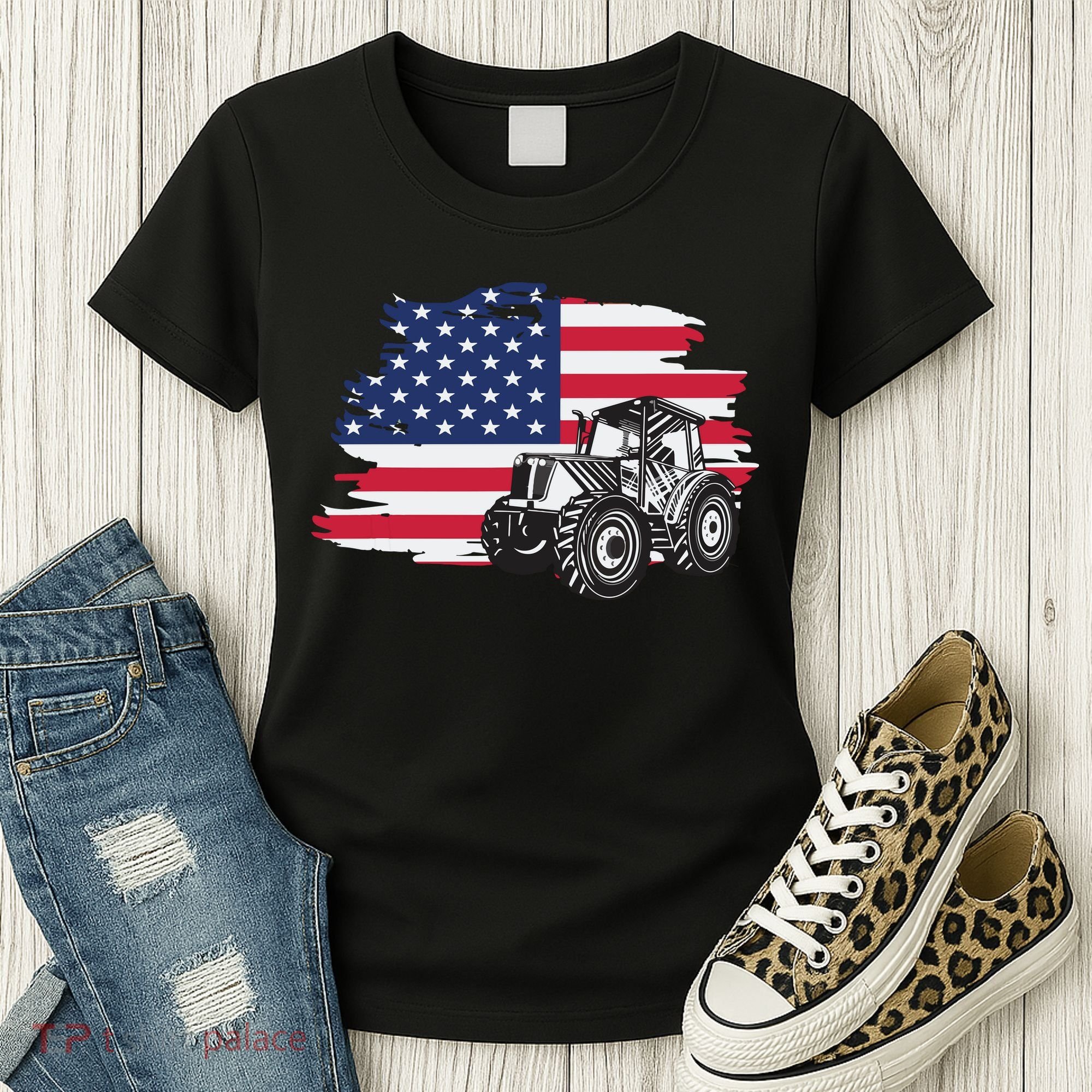 American Farmer US Flag Farmer Farming Gift Women's T-Shirt