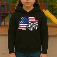 American Farmer US Flag Farmer Farming Gift Kids Hoodie thumb 3