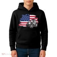 American Farmer US Flag Farmer Farming Gift Kids Hoodie thumb 4