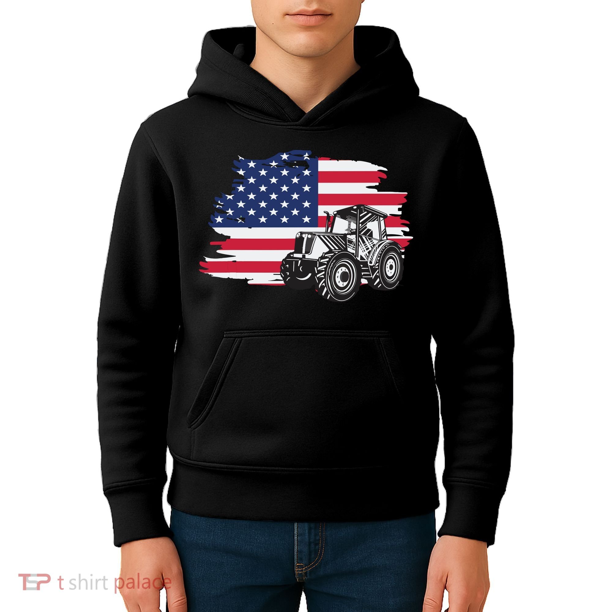 American Farmer US Flag Farmer Farming Gift Kids Hoodie