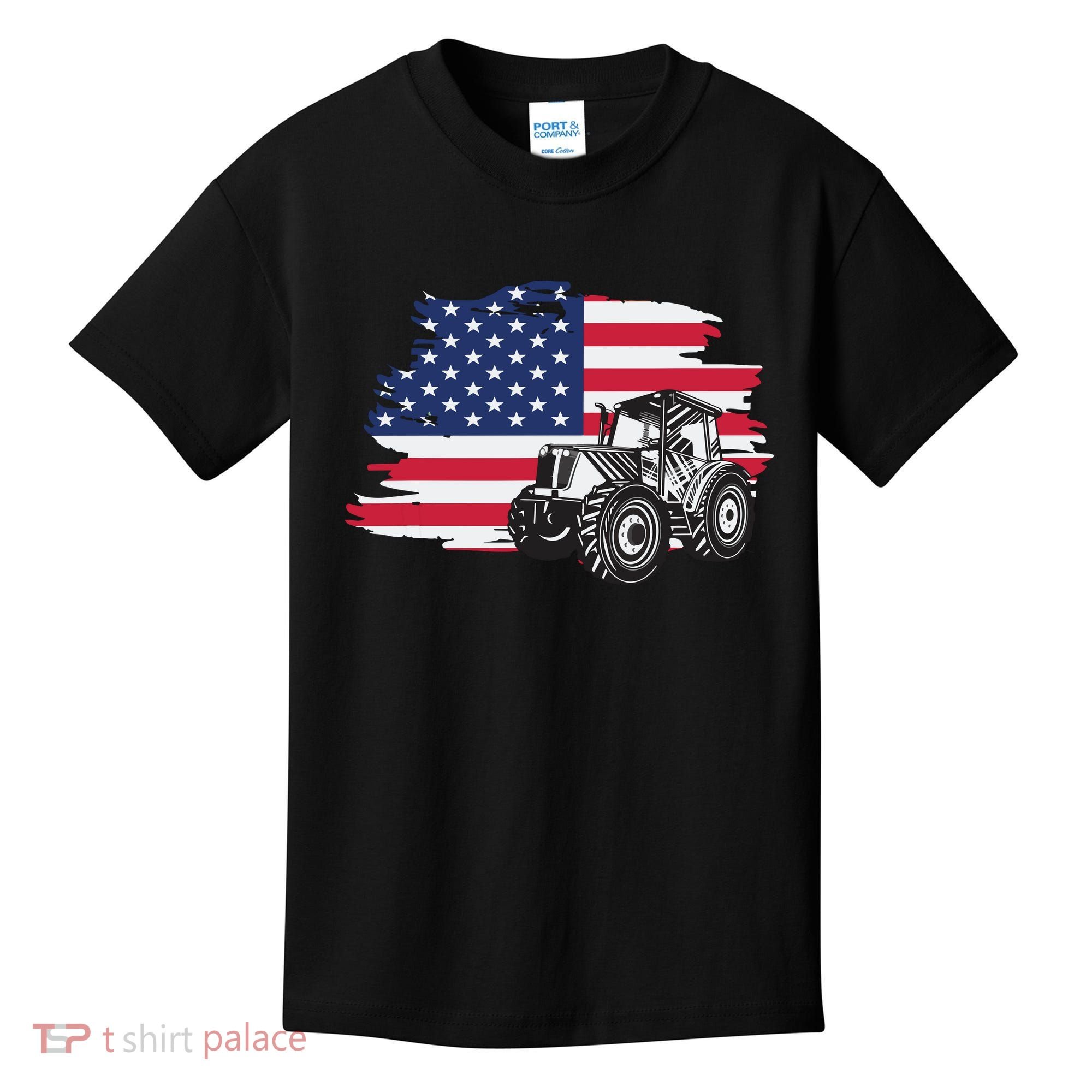 American Farmer US Flag Farmer Farming Gift Kids T-Shirt