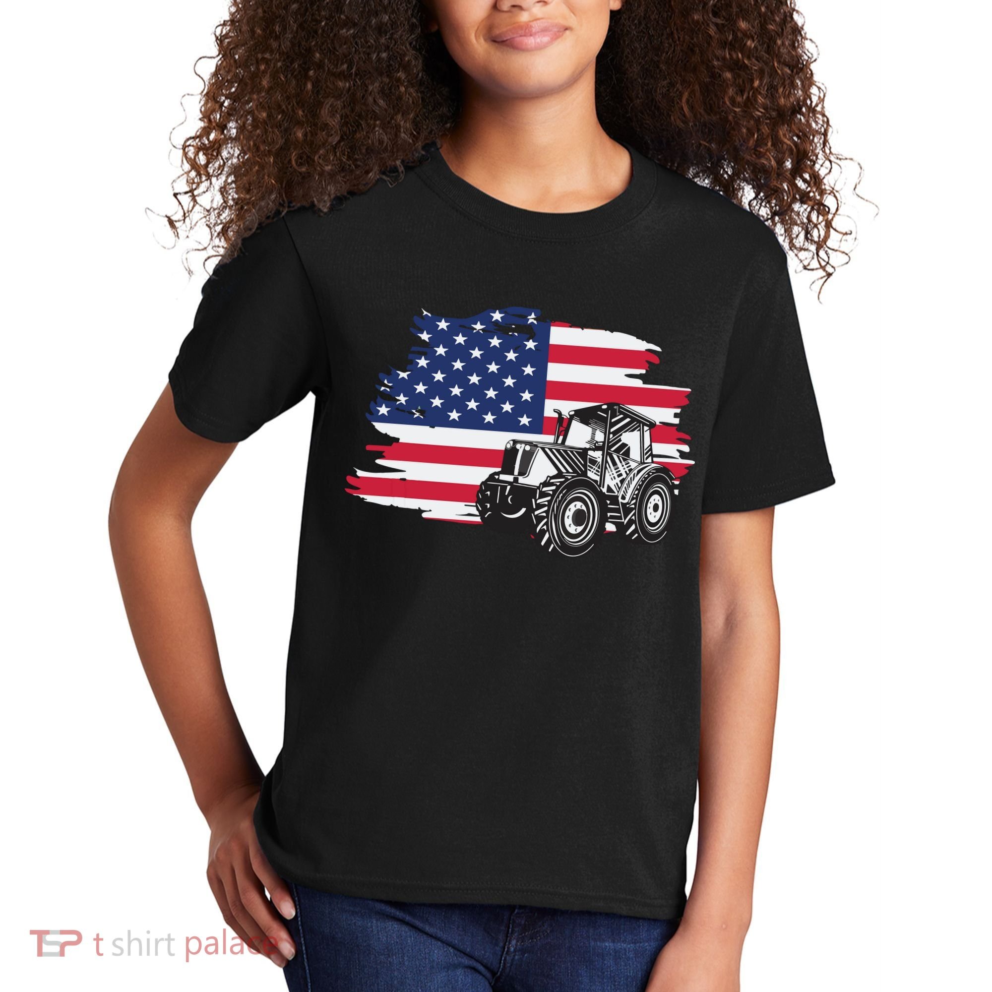 American Farmer US Flag Farmer Farming Gift Kids T-Shirt