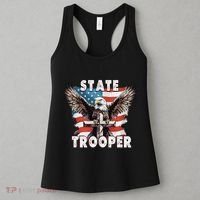 American Flag Usa Law Enforcement State Trooper Women's Tank Top thumb 3