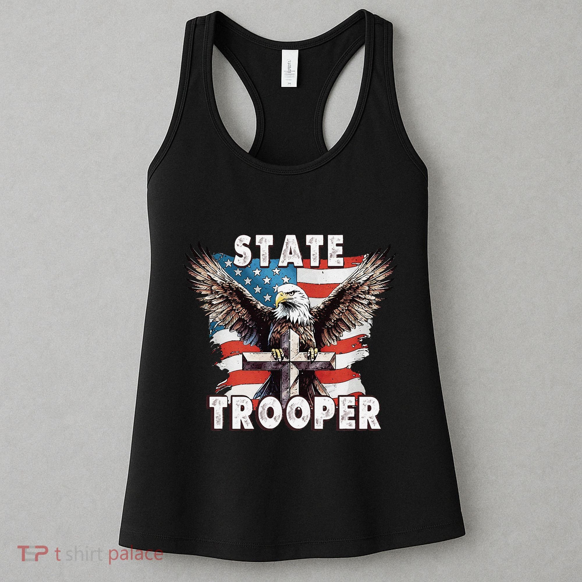 American Flag Usa Law Enforcement State Trooper Women's Tank Top