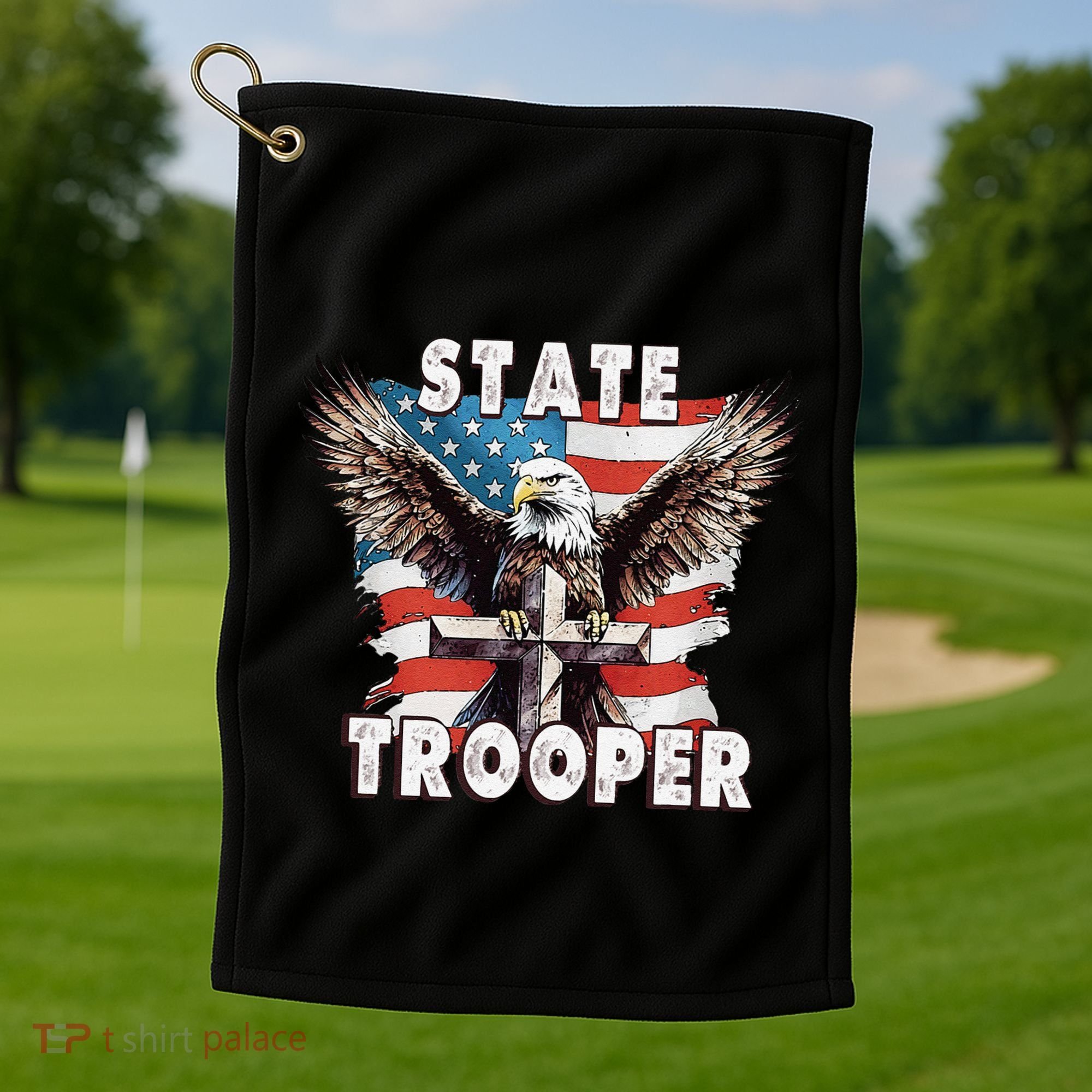 American Flag Usa Law Enforcement State Trooper Golf Towel