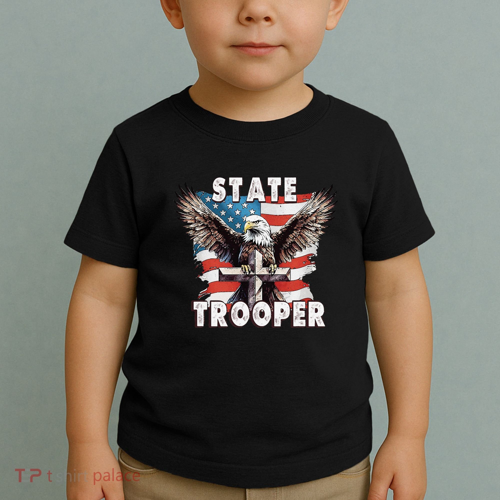 American Flag Usa Law Enforcement State Trooper Toddler T-Shirt