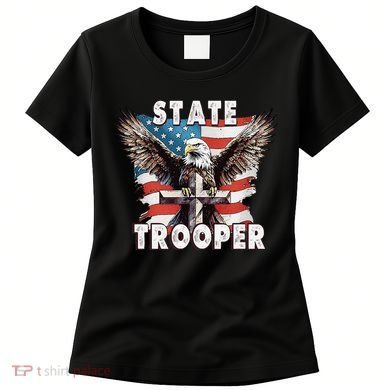 American Flag Usa Law Enforcement State Trooper Women's T-Shirt