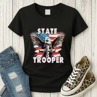 American Flag Usa Law Enforcement State Trooper Women's T-Shirt thumb 3