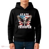 American Flag Usa Law Enforcement State Trooper Kids Hoodie thumb 4