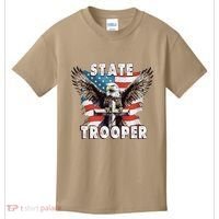American Flag Usa Law Enforcement State Trooper Kids T-Shirt thumb 0