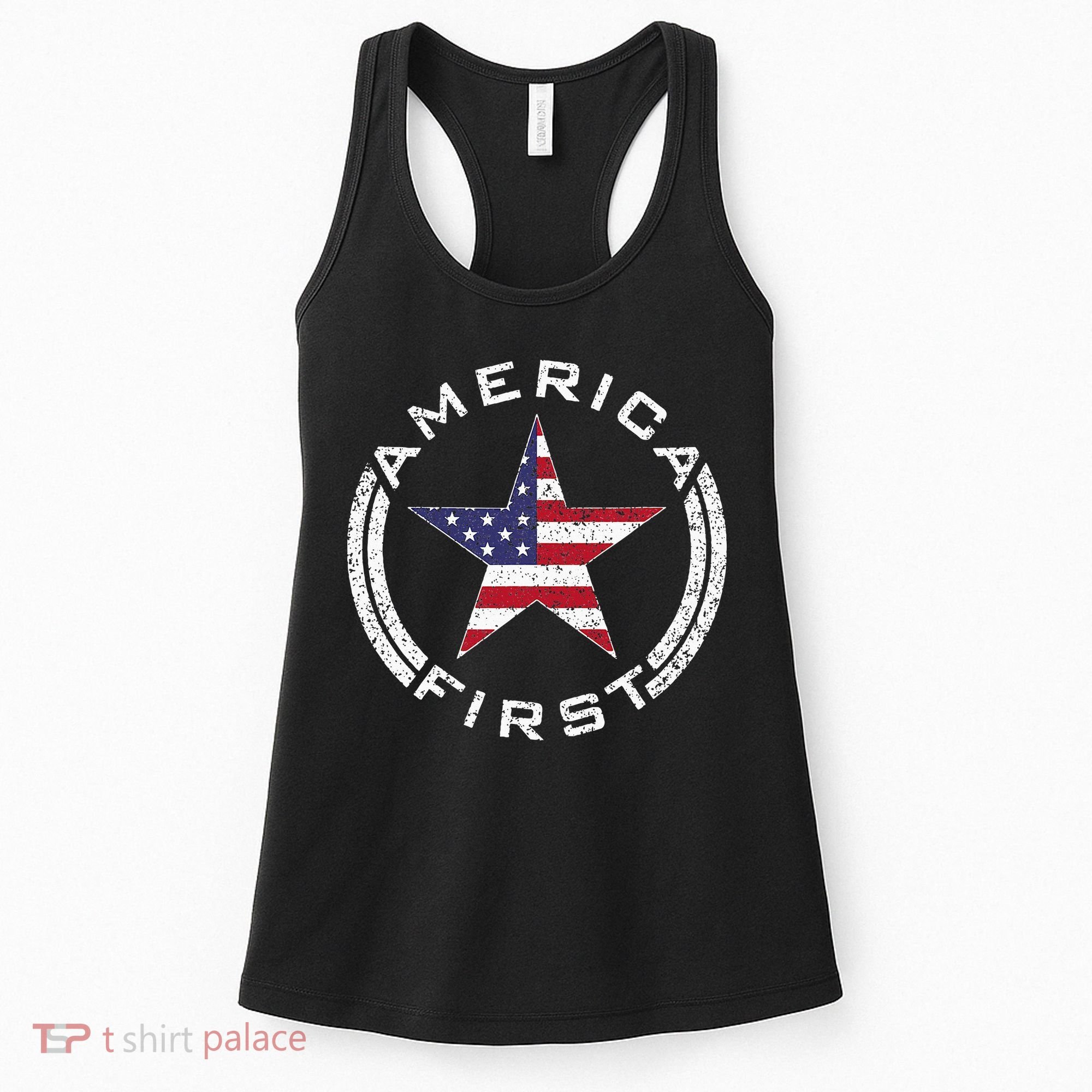 America First Usa Flag American Star Roundel Patriot Women's Tank Top