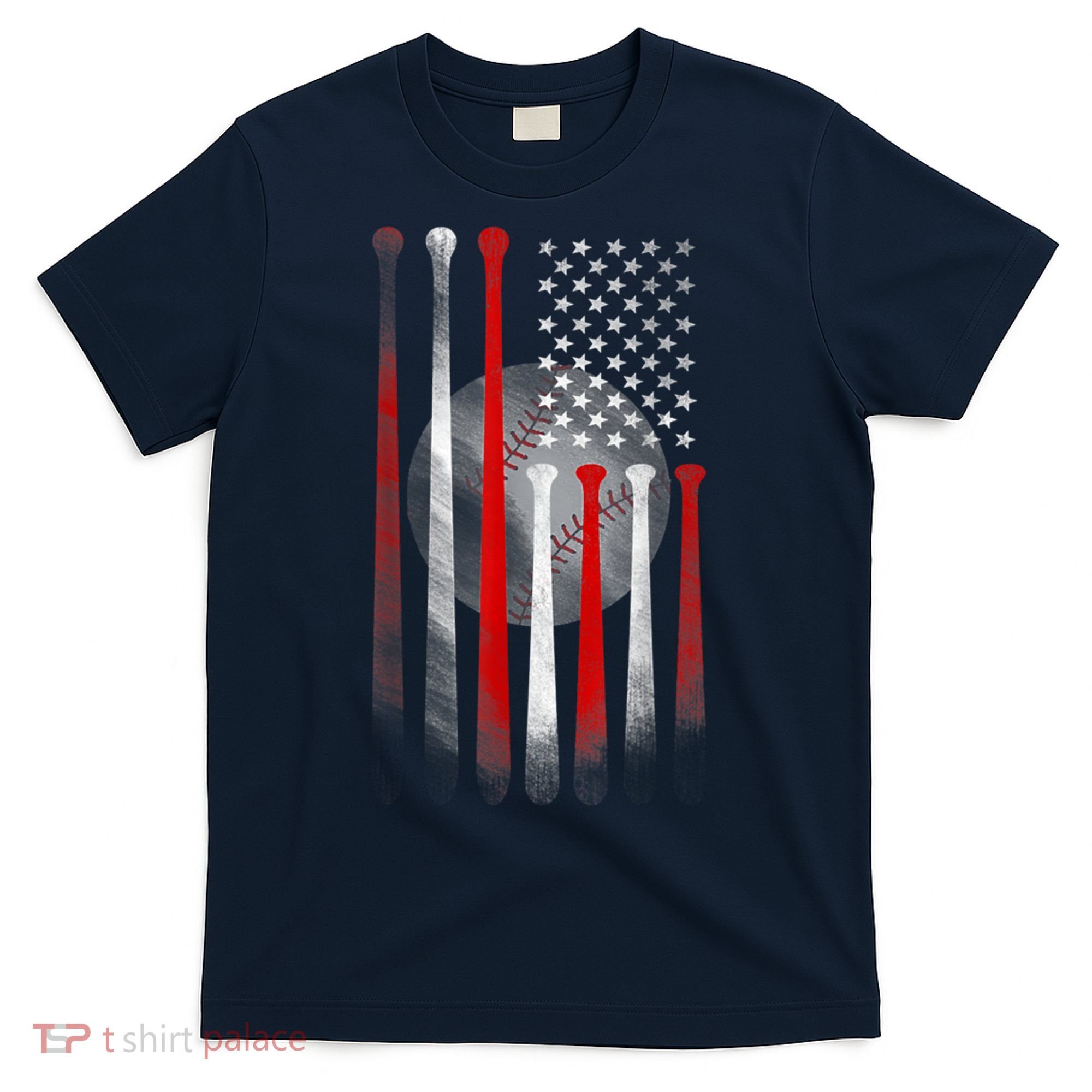 American Flag Vintage Baseball Bat T-Shirt