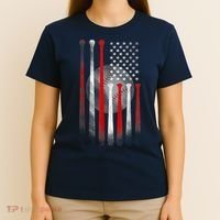 American Flag Vintage Baseball Bat T-Shirt thumb 4