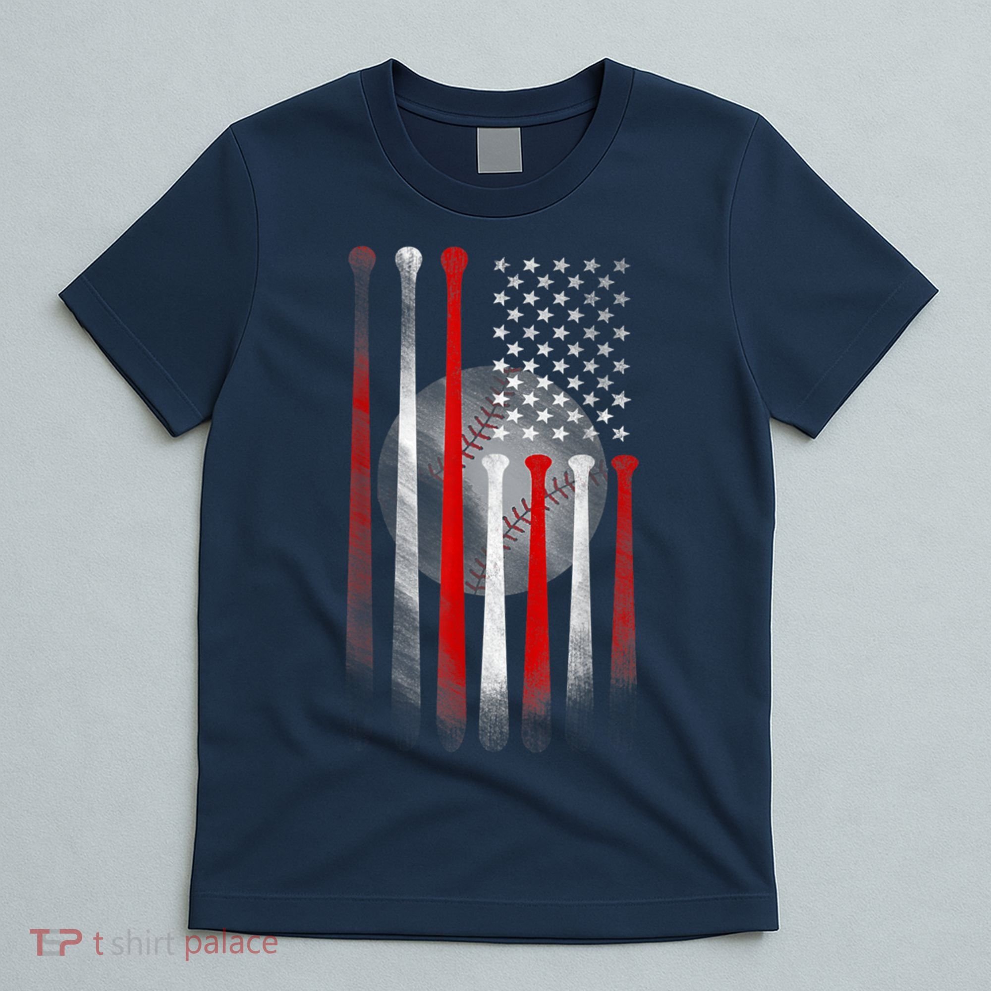 American Flag Vintage Baseball Bat T-Shirt