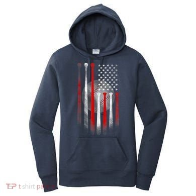 American Flag Vintage Baseball Bat Women's Hoodie