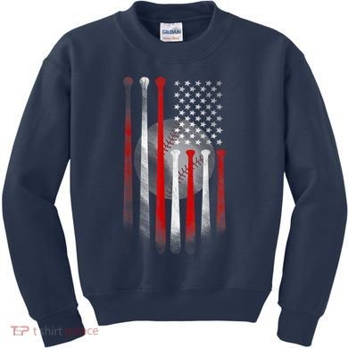 American Flag Vintage Baseball Bat Kids Sweatshirt