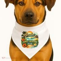 Aruba Family Vacation 2026 USA-Made Doggie Bandana thumb 1