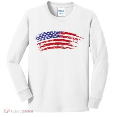 American Flag Vintage Kids Long Sleeve Shirt