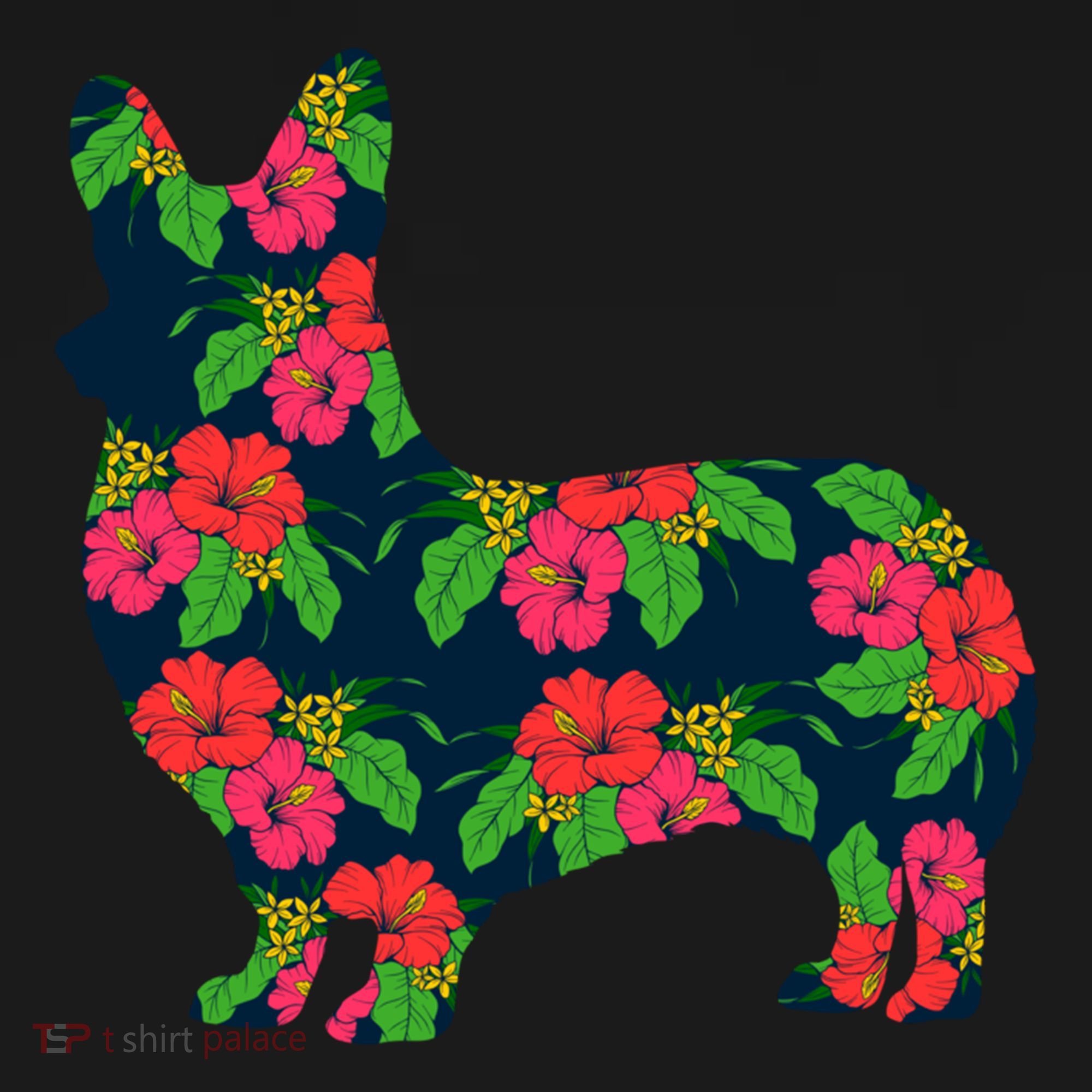 Aesthetic Floral Welsh Corgi Silhouette Dog Flower Gift Women's Hoodie