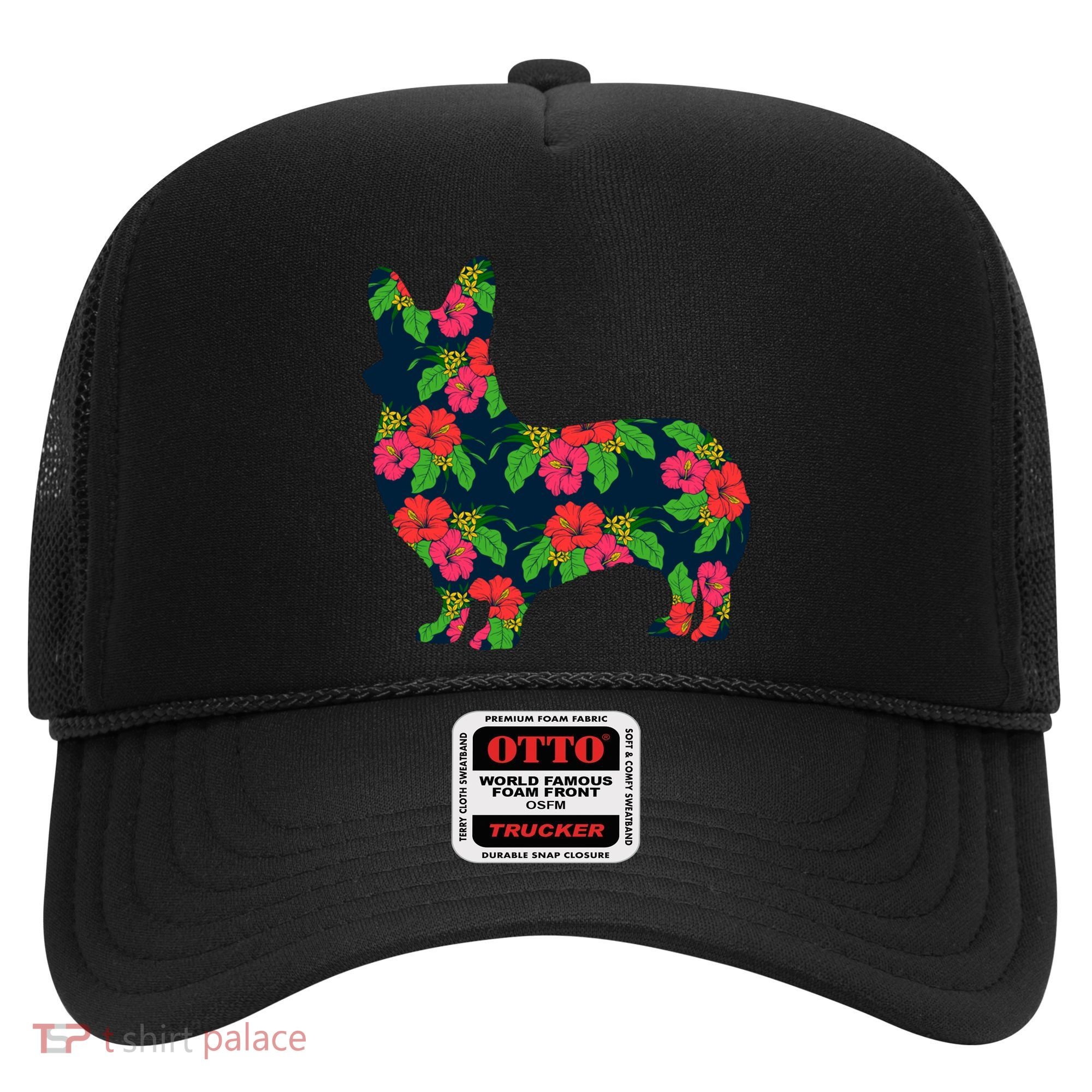 Aesthetic Floral Welsh Corgi Silhouette Dog Flower Gift Hat