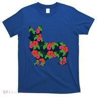 Aesthetic Floral Welsh Corgi Silhouette Dog Flower Gift T-Shirt thumb 0
