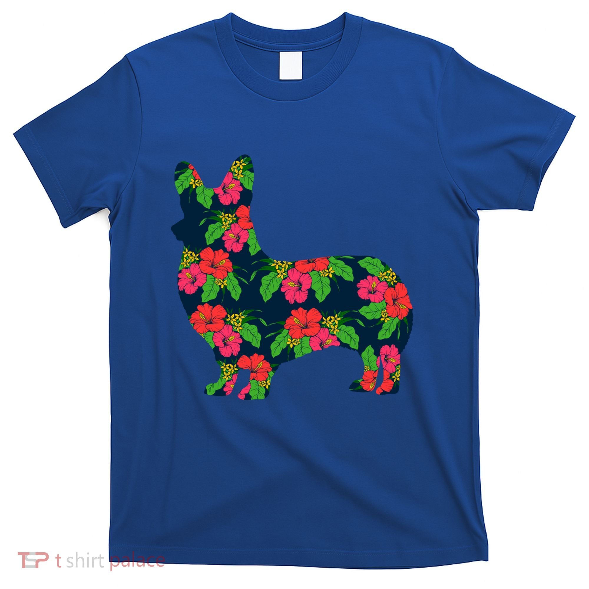 Aesthetic Floral Welsh Corgi Silhouette Dog Flower Gift T-Shirt