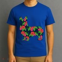 Aesthetic Floral Welsh Corgi Silhouette Dog Flower Gift T-Shirt thumb 3