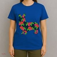 Aesthetic Floral Welsh Corgi Silhouette Dog Flower Gift T-Shirt thumb 4