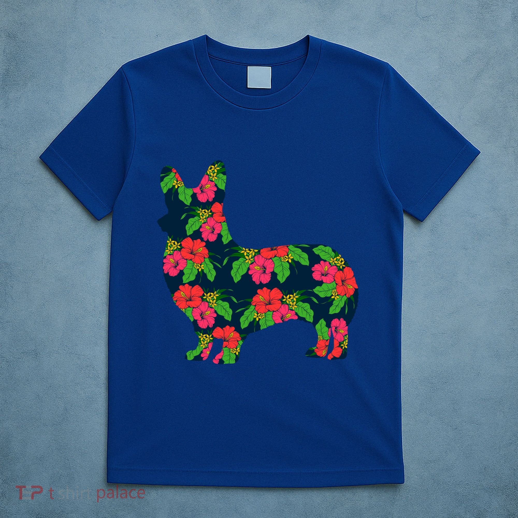 Aesthetic Floral Welsh Corgi Silhouette Dog Flower Gift T-Shirt