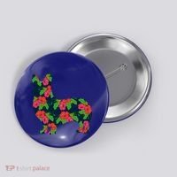 Aesthetic Floral Welsh Corgi Silhouette Dog Flower Gift Button thumb 0