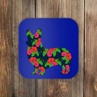 Aesthetic Floral Welsh Corgi Silhouette Dog Flower Gift Coaster thumb 0